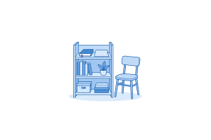 Справочная книга и папка рядом со стулом